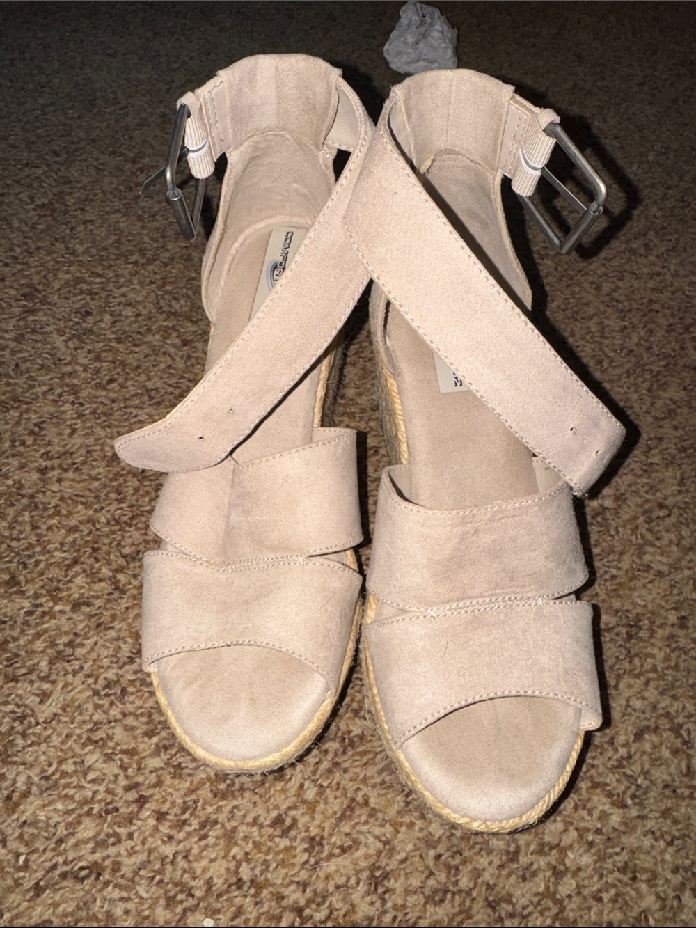 Suede Ankle Strap Wedge Sandals - Neutral Taupe